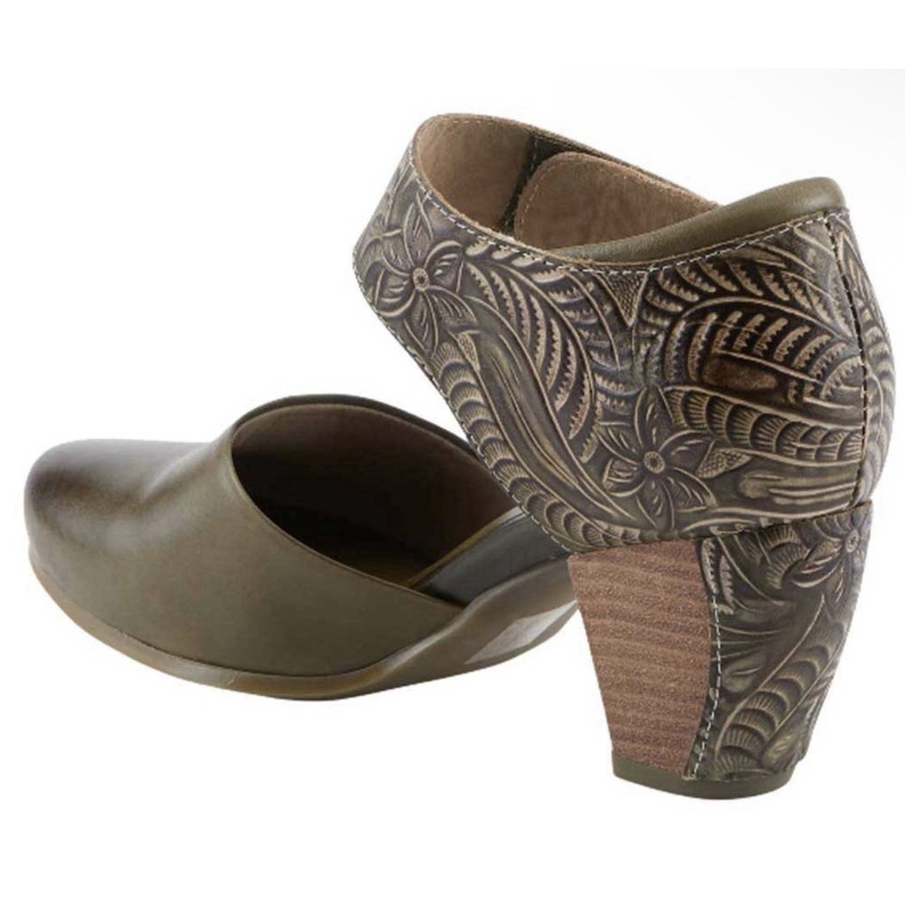 L'Artiste‎ by Spring Step Size 35/US 5  Toolie Mary-Jane Heels Olive **READ**